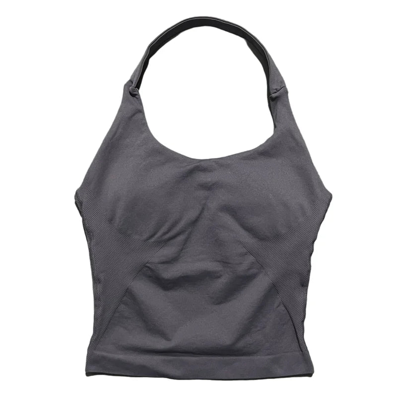 Elevate Your Workout with the Women's Longline Seamless Yoga Tank - Open Back Bra Sportswear for Gym and Running