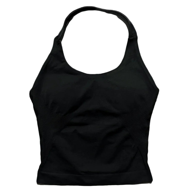 Elevate Your Workout with the Women's Longline Seamless Yoga Tank - Open Back Bra Sportswear for Gym and Running
