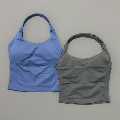 Elevate Your Workout with the Women's Longline Seamless Yoga Tank - Open Back Bra Sportswear for Gym and Running