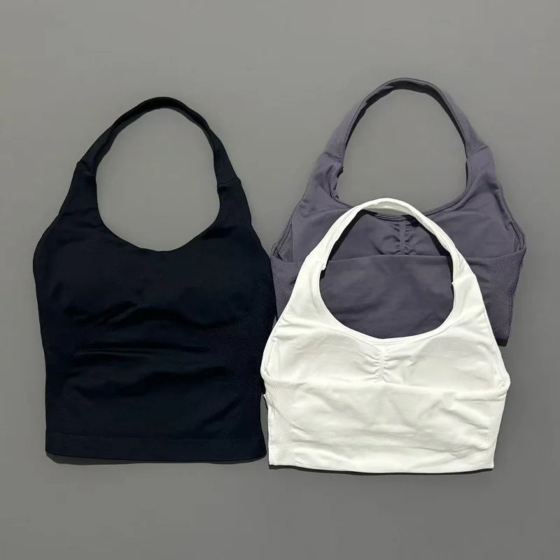 Elevate Your Workout with the Women's Longline Seamless Yoga Tank - Open Back Bra Sportswear for Gym and Running