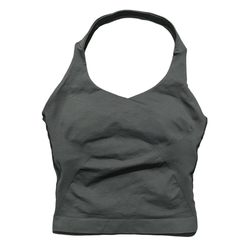 Elevate Your Workout with the Women's Longline Seamless Yoga Tank - Open Back Bra Sportswear for Gym and Running