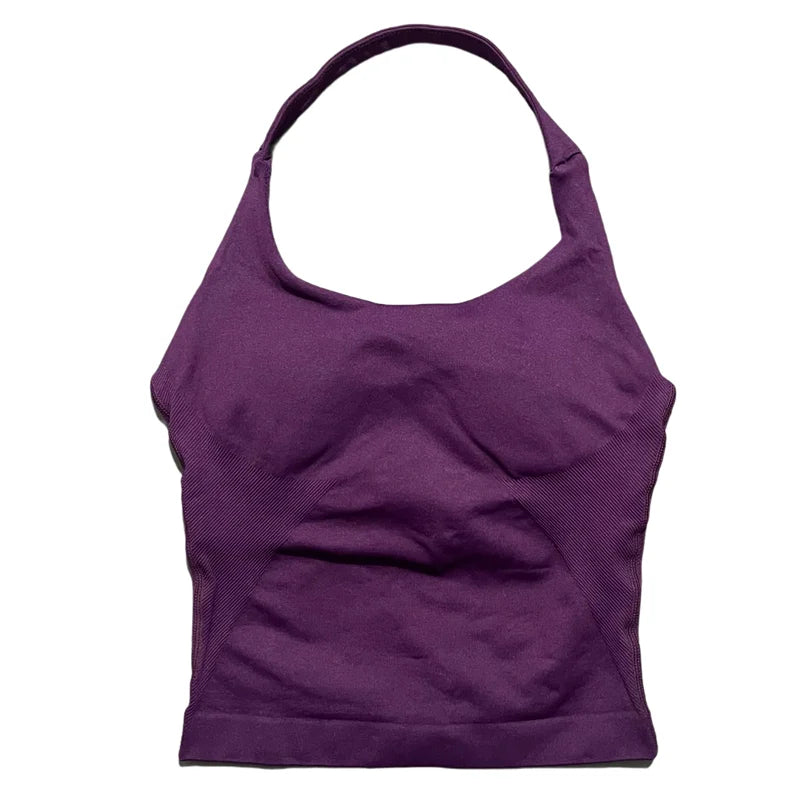 Elevate Your Workout with the Women's Longline Seamless Yoga Tank - Open Back Bra Sportswear for Gym and Running