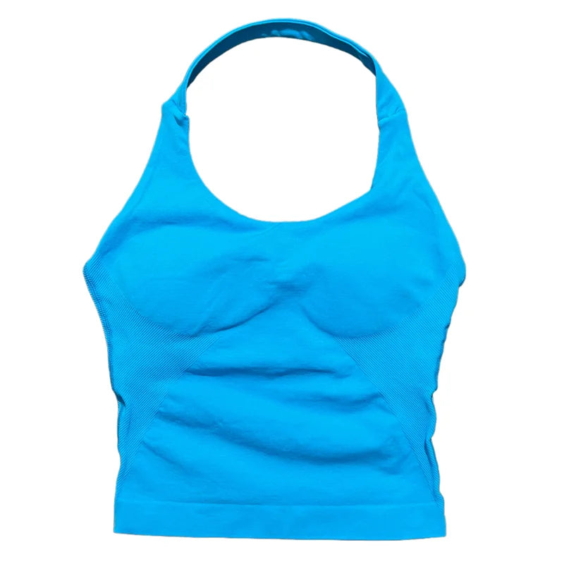 Elevate Your Workout with the Women's Longline Seamless Yoga Tank - Open Back Bra Sportswear for Gym and Running